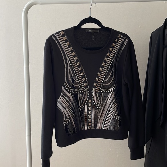 BCBG Black Jeweled Sweater - Picture 3 of 6